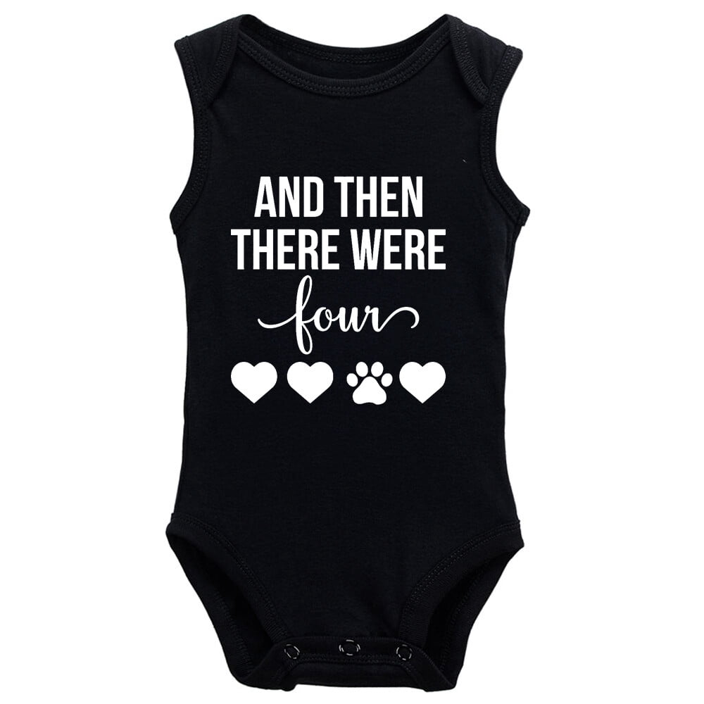 And Then There Were Four My Siblings & Have Paws Baby Bodysuit - White, 100% Cotton, Sizes 0-24 Months