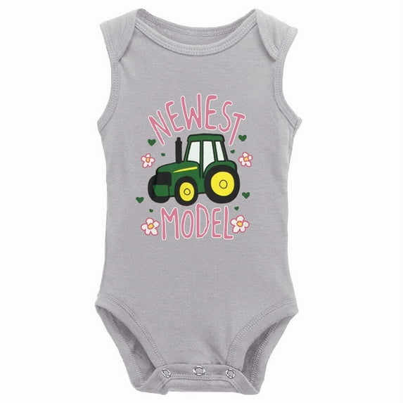 YCICIVDee Baby Bodysuit&Newest Green Tractor/Model Farmer Baby Tractor Sleeveless Rompers 18-24 Months Grey