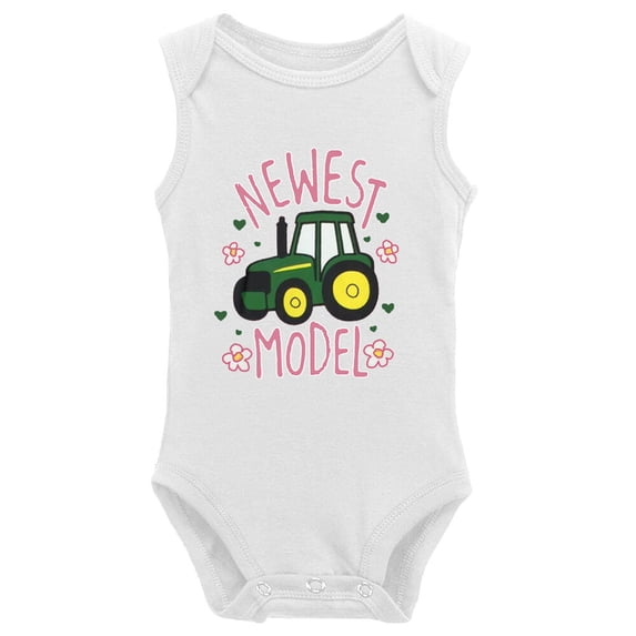 YCICIVDee Baby Bodysuit&Newest Green Tractor/Model Farmer Baby Tractor Sleeveless Rompers 3-6 Months White