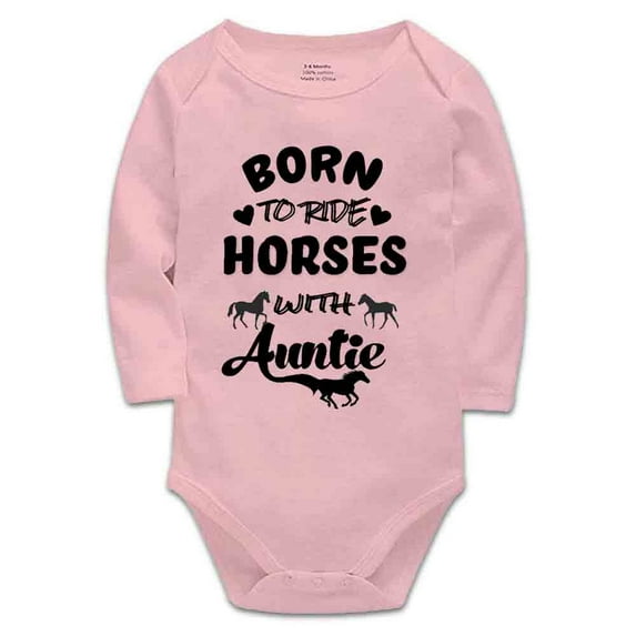 YCICIVDee Born To/ Ride Horses with Auntie Unisex Baby Bodysuit Romper Girl boy Clothes Pink Long Sleeve 0-3 Months