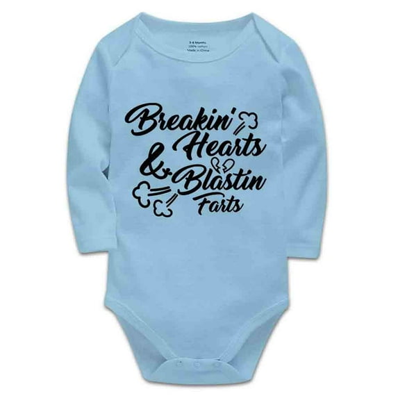 YCICIVDee Breakin’Hearts & Blastin Farts-Baby Bodysuit Clothes Creeper Blue Long Sleeve 12-18 Months