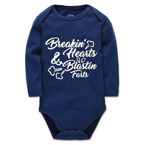 YCICIVDee Breakin’Hearts & Blastin Farts-Baby Bodysuit Clothes Creeper Navy Long Sleeve 0-3 Months