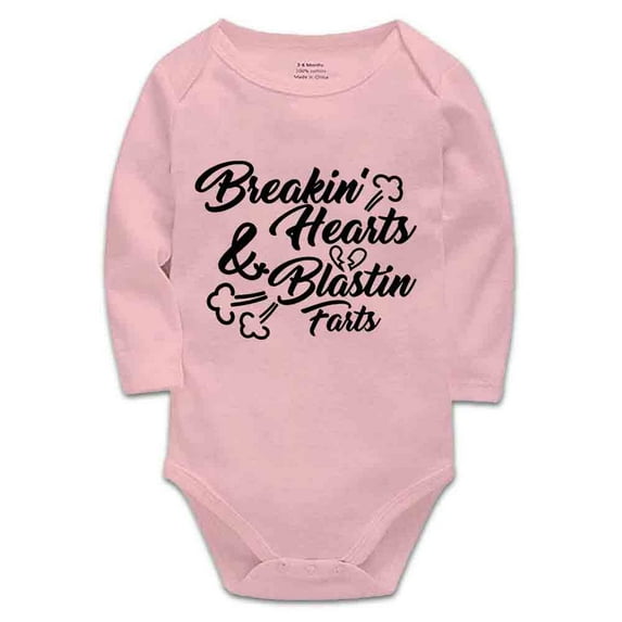 YCICIVDee Breakin’Hearts & Blastin Farts-Baby Bodysuit Clothes Creeper Pink Long Sleeve 9-12 Months