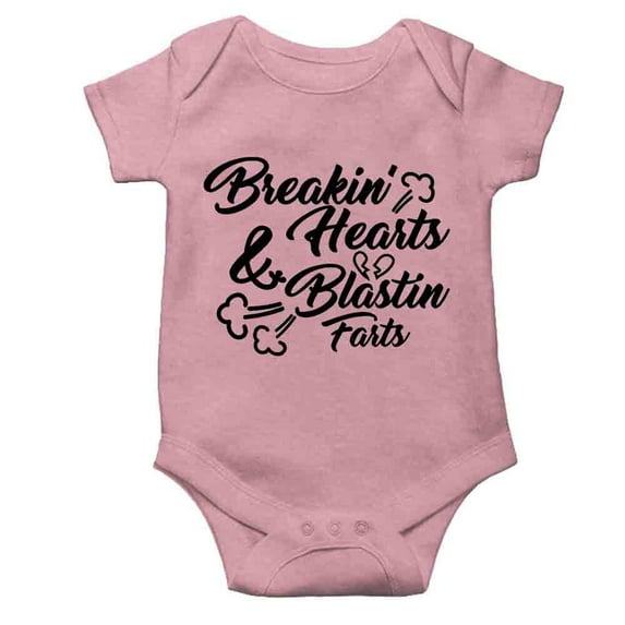 YCICIVDee Breakin’Hearts & Blastin Farts-Baby Bodysuit Clothes Creeper Pink Short Sleeve 12-18 Months