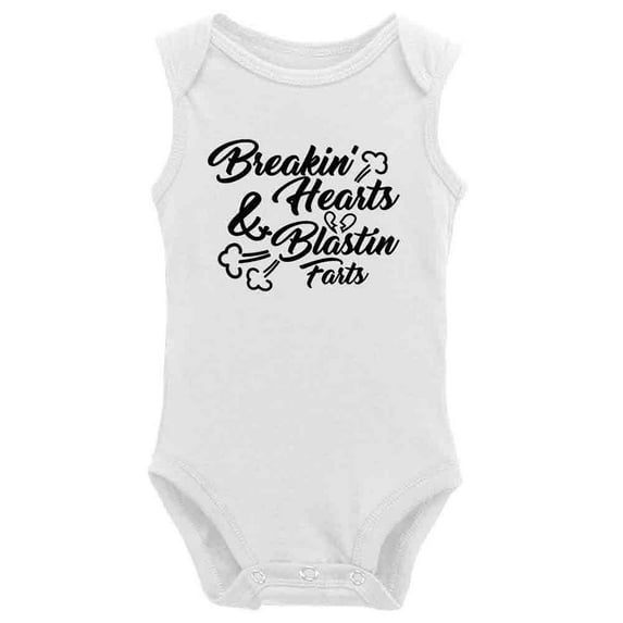YCICIVDee Breakin’Hearts & Blastin Farts-Baby Bodysuit Clothes Creeper White Sleeveless 0-3 Months