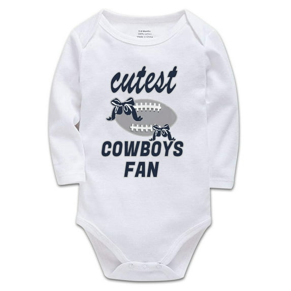 YCICIVDee Cutest Cowboys &Fan Baby Bodysuit Infant Toddler Organic Clothes Creeper 6-9 Months White Long Sleeve
