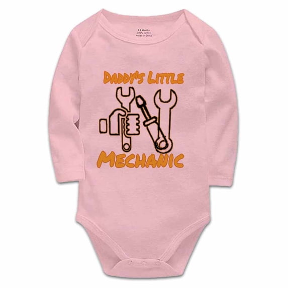 YCICIVDee Daddy's Little Mechanic' Infant Cotton Newborn Baby Bodysuit Romper Pink Long Sleeve 6-9 Months