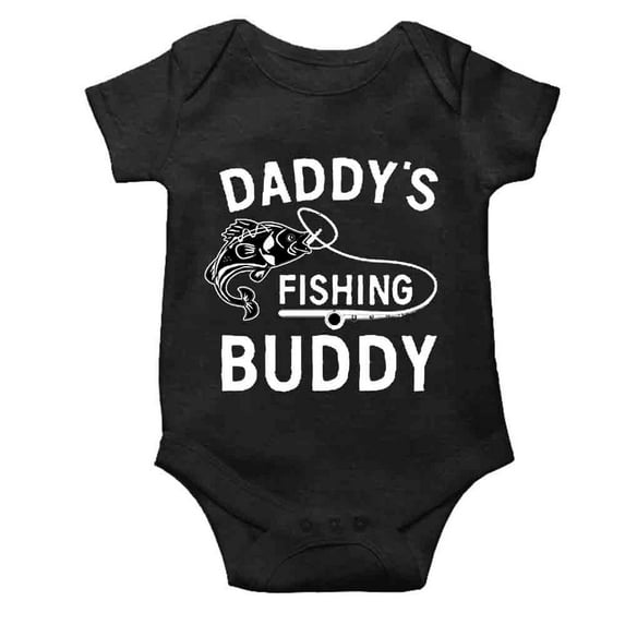 YCICIVDee Daddys Little Fishing’Buddy Baby Bodysuit Romper Girl boy Infant Toddler Clothes Creeper Black Short Sleeve 12-18 Months