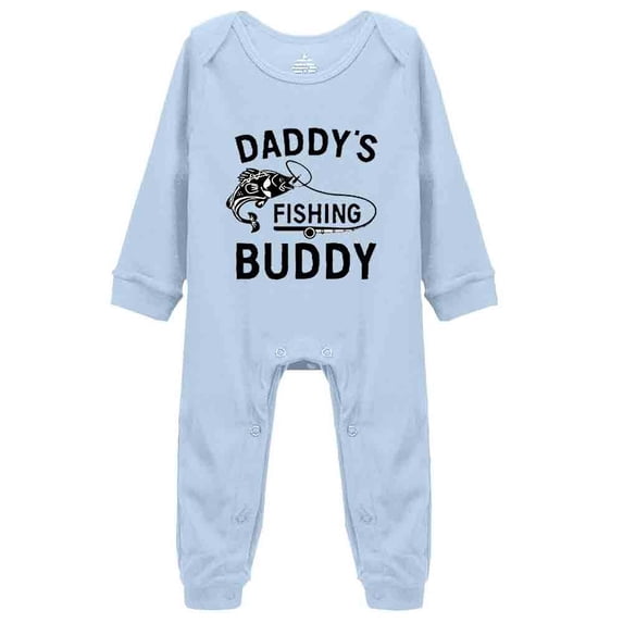 YCICIVDee Daddys Little Fishing’Buddy Baby Bodysuit Romper Girl boy Infant Toddler Clothes Creeper Blue Long Sleeve Rompers 12-18 Months