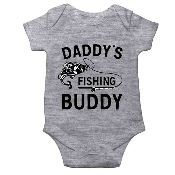 YCICIVDee Daddys Little Fishing’Buddy Baby Bodysuit Romper Girl boy Infant Toddler Clothes Creeper Grey Short Sleeve 3-6 Months