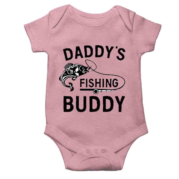 YCICIVDee Daddys Little Fishing’Buddy Baby Bodysuit Romper Girl boy Infant Toddler Clothes Creeper Pink Short Sleeve 12-18 Months