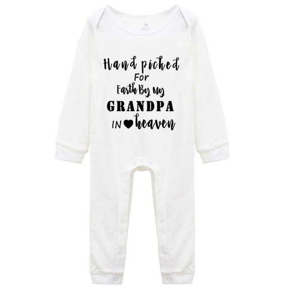YCICIVDee Hand picked for Earth by My Grandpa in Heaven Baby Bodysuit Baby Announcement, Baby Clothing Long Sleeve White
