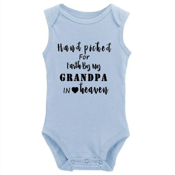 YCICIVDee Hand picked for Earth by My Grandpa in Heaven Baby Bodysuit Baby Announcement, Baby Clothing Sleeveless Blue