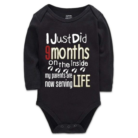 YCICIVDee I Just Did 9 Months&My Parents Are Now Serving Life/ Funny Baby Bodysuits Black Long Sleeve 6-9 Months