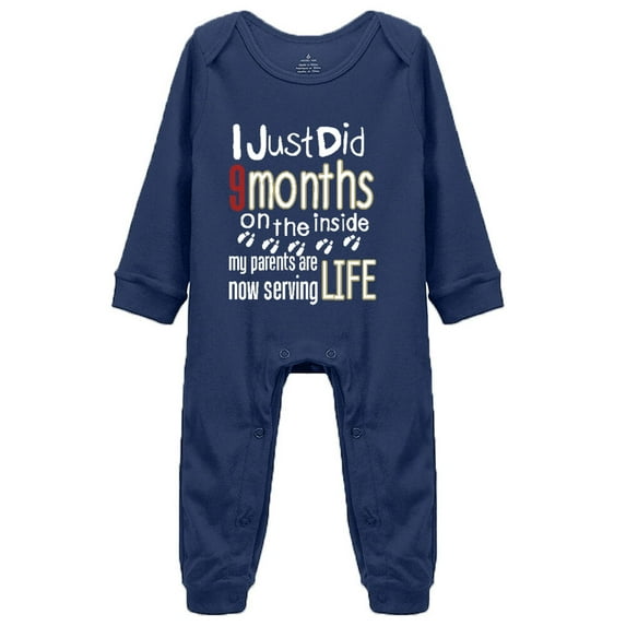 YCICIVDee I Just Did 9 Months&My Parents Are Now Serving Life/ Funny Baby Bodysuits Navy Long Sleeve Rompers 0-3 Months