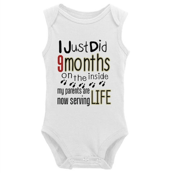 YCICIVDee I Just Did 9 Months&My Parents Are Now Serving Life/ Funny Baby Bodysuits White Sleeveless 6-9 Months