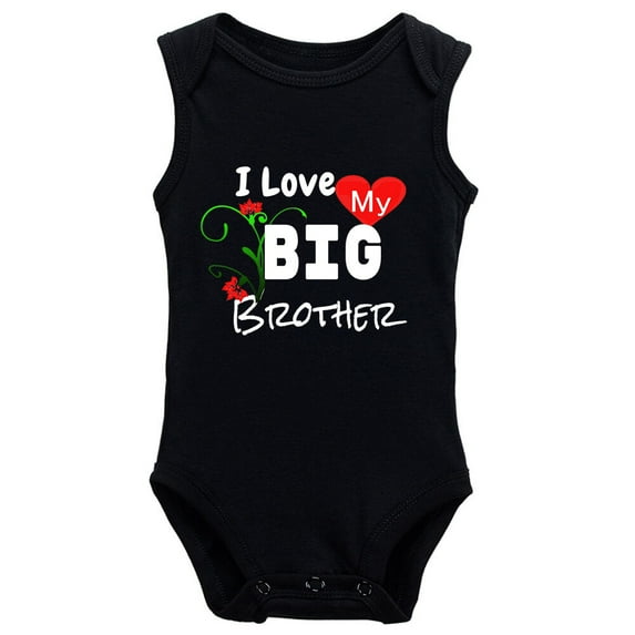 YCICIVDee I Love My Big &Brother Unisex Baby Bodysuit Funny Cute Infant One-Piece Black Sleeveless 18-24 Months