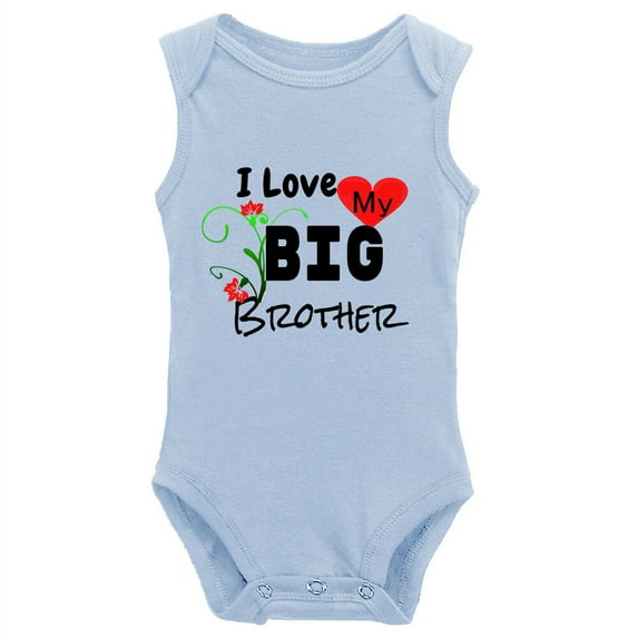 YCICIVDee I Love My Big &Brother Unisex Baby Bodysuit Funny Cute Infant One-Piece Blue Sleeveless 3-6 Months