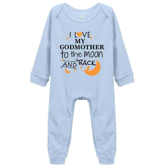 YCICIVDee I Love My Godmothert oThe Moon and Back Unisex Baby One Piece Bodysuit Clothes Blue Long Sleeve Rompers