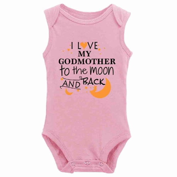 YCICIVDee I Love My Godmothert oThe Moon and Back Unisex Baby One Piece Bodysuit Clothes Pink Sleeveless