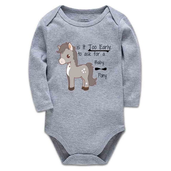 YCICIVDee Is It Too Early.Cute Pony Bodysuit- Funny Infant Creeper, One-Piece Baby Bodysuit Long Sleeve Grey 18-24 Months