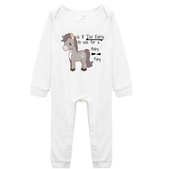 YCICIVDee Is It Too Early.Cute Pony Bodysuit- Funny Infant Creeper, One-Piece Baby Bodysuit Long Sleeve Rompers White 12-18 Months