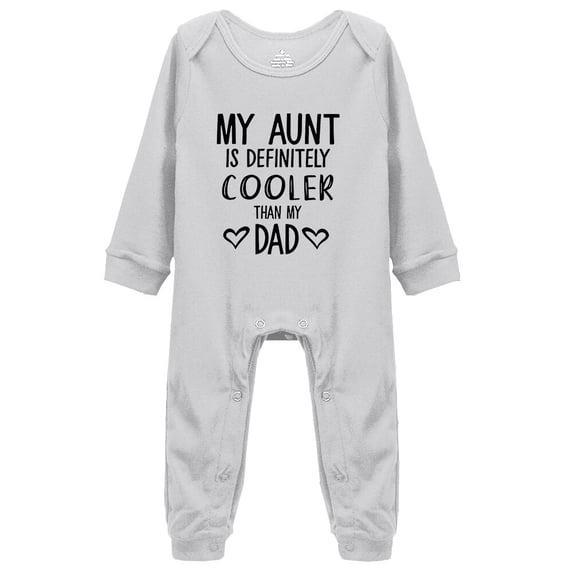 YCICIVDee My Aunt is Definitely/Cooler Than My Dad Aunt Says& I'm Perfect Baby Bodysuit Grey Long Sleeve Rompers 0-3 Months