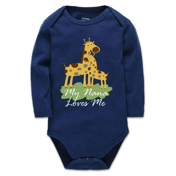 YCICIVDee My Nana Loves Me Baby Bodysuit Clothes Newborn Organic Romper 12-18 Months Navy Long Sleeve