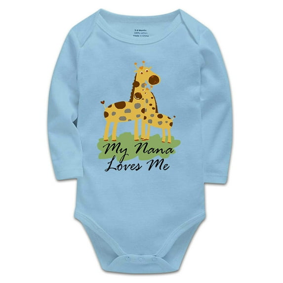 YCICIVDee My Nana Loves Me Baby Bodysuit Clothes Newborn Organic Romper 6-9 Months Blue Long Sleeve