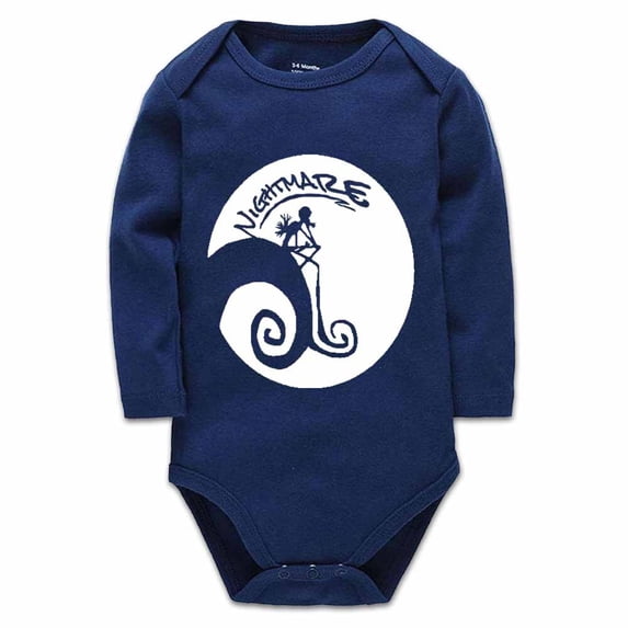 YCICIVDee Nightmar Before Baby Boy Girl Clothes Holiday Gifts Newborn Organic Bodysuit Romper Navy Long Sleeve