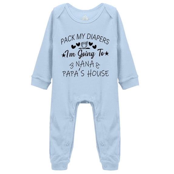 YCICIVDee Pack Diapers I'm Going To Nana &Papa's House Unisex Baby Bodysuit Blue Long Sleeve Rompers 9-12 Months