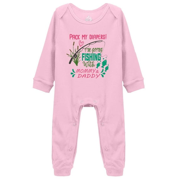 YCICIVDee Pack My Diapers/I'm Going Fishing With Mommy&Daddy One-Piece Baby Bodysuit Clothes 18-24 Months Pink