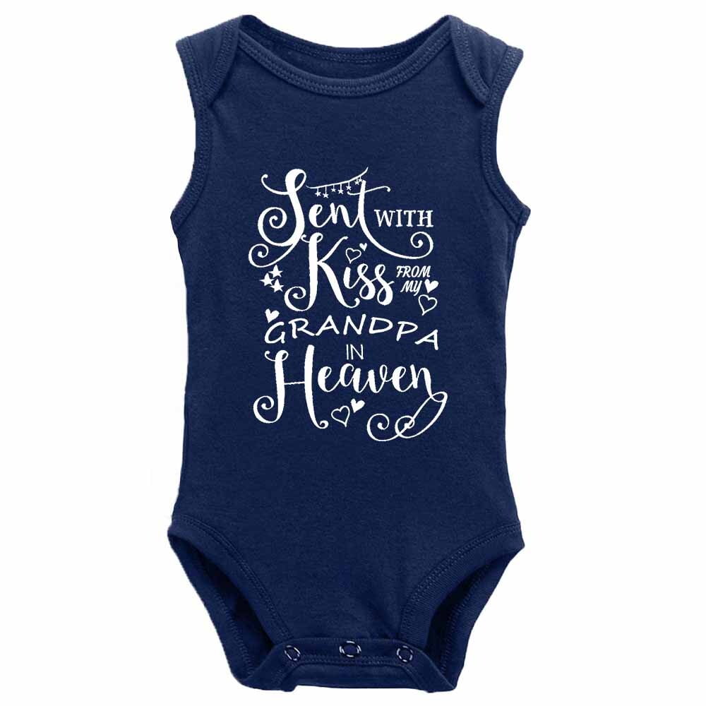 Baby Bodysuit 'Sent With A Kiss From My Papa In Heaven' - White Long Sleeve Onesie 0-24 Months