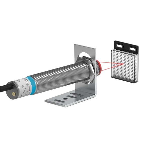 YCJYWXSR Photoelectric Sensor Retro-reflective M12 Series 10-30V NPN PNP Visible Spot 2mm Sensing Distance 6M Adjustable - PNP NC