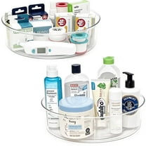 YCLADEC 2Pack Lazy Susan Organizer for Cabinet 11.5" Inch Pantry Organization and Storage Turntable with Raised Edge Rotating Spice Rack for Kitchen Refrigerator Bathroom Spinning Makeup Holder Clear