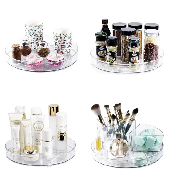 YCLADEC 4Pack Lazy Susan Organizer for Cabinet 9.2" Inch Pantry Organizers and Storage Spice Rack for Kitchen Bathroom Turntable Organization Rotating Refrigerator Spinning Makeup Holder Clear