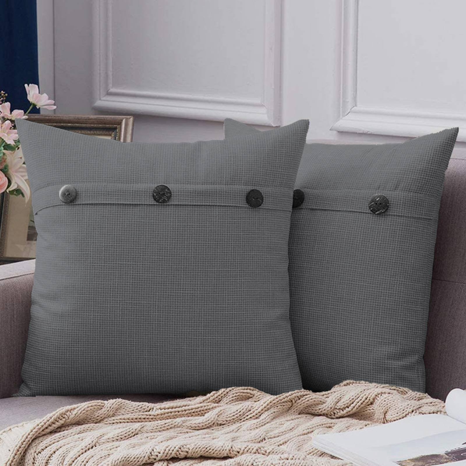 YCLife Cream Gray Linen Decorative Throw Pillows 18x18 Inch, Indoor ...