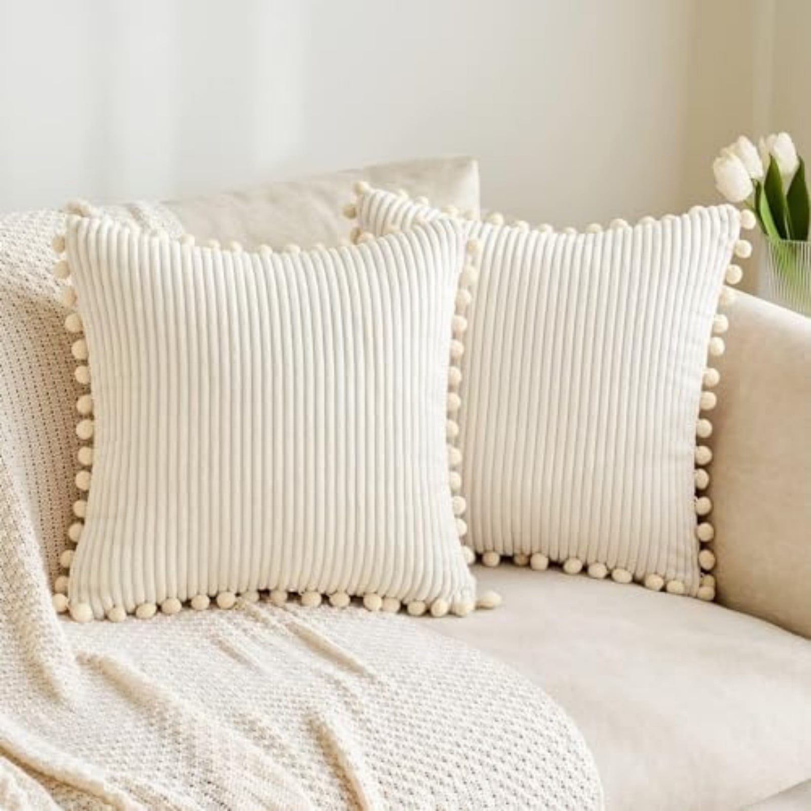 YCLife Boho Boho Decorative Throw Pillow 18x18 inch Soft Corduroy ...