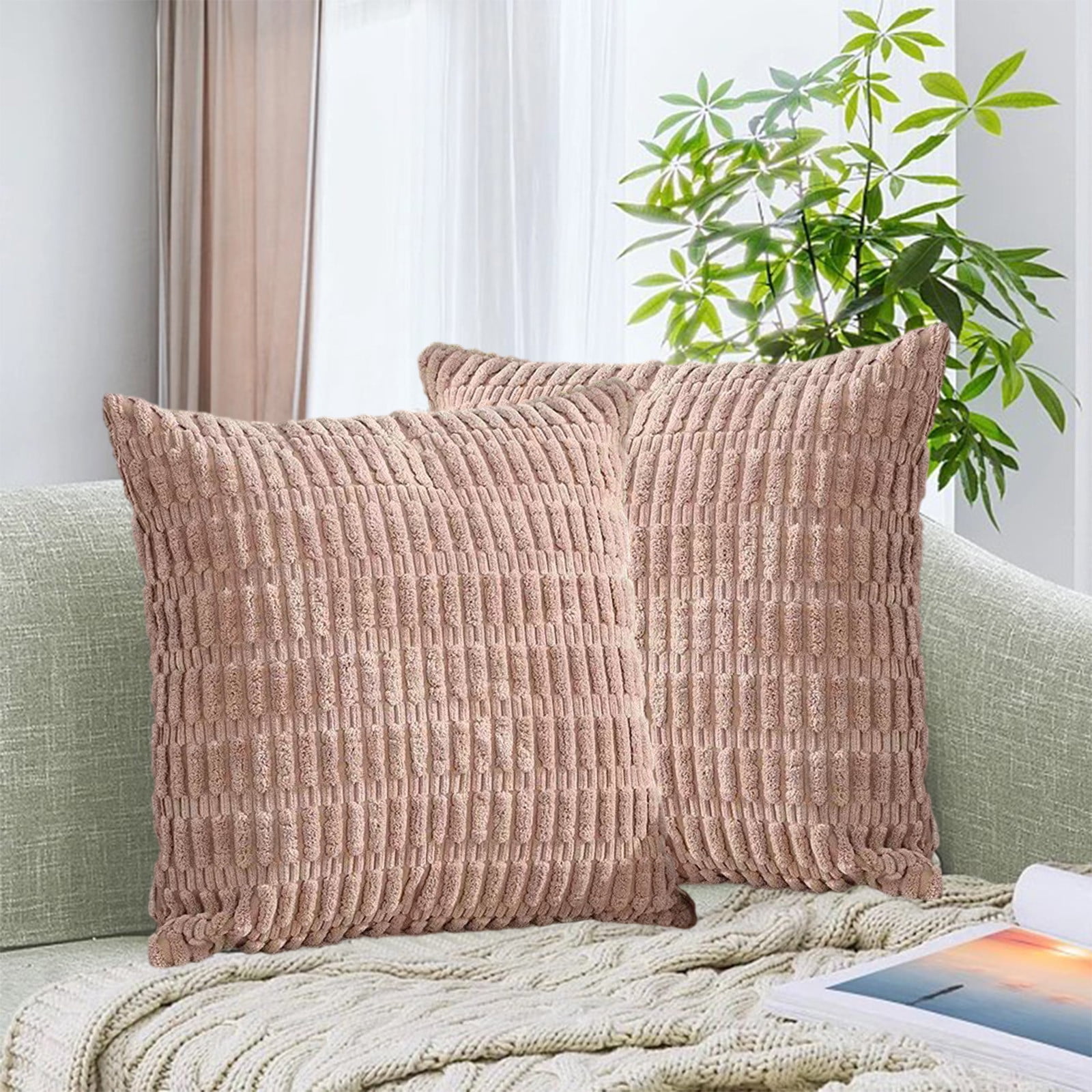 YCLife Corduroy Decorative Throw Pillows 16" x 16" Soft Plush Boho ...