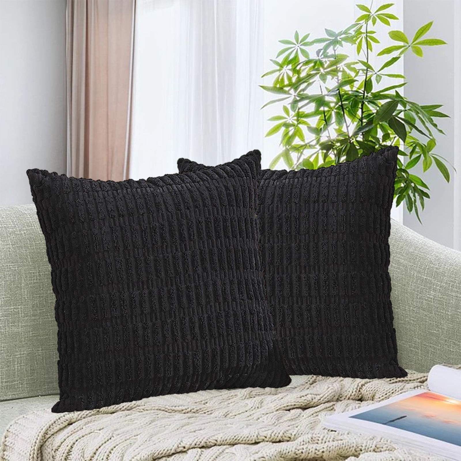 YCLife Corduroy Decorative Throw Pillows 18" x 18" Soft Plush Boho ...