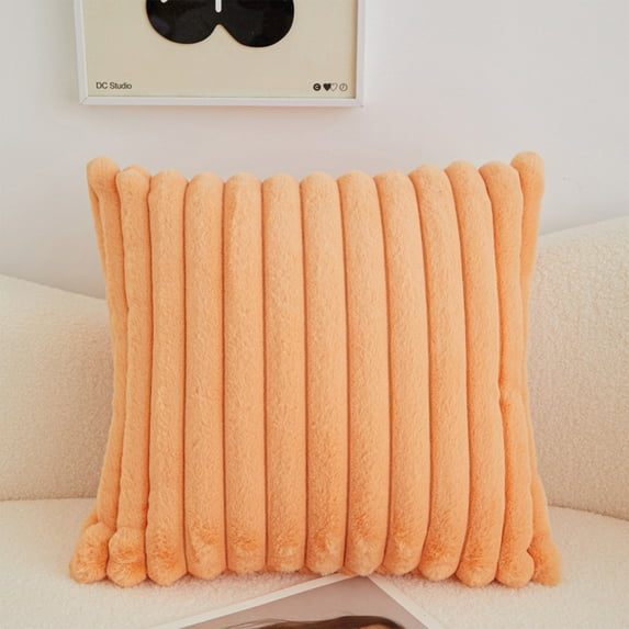 YCLife Corduroy Throw Pillows for Couch 18" x 18" Soft Plush Striped Square Pillow Indoor Decor Pillows for Sofa Couch Living Room Decoration, Throw Pillows Under 10$, 1 Pack, Cream White