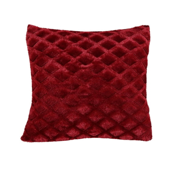 YCLife Decorative Throw Pillow for Couch 18" x 18" Soft Plush Textured Velvet Cushions for Sofa Luxury Indoor Decor Pillows for Living Room Bedroom, Throw Pillows Under 5$, 1Pack, Wine