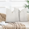 thumbnail image 1 of YCLife Decorative Throw Pillows for Couch 18x18 Inch Farmhouse Modern Accent Throw Pillow Striped Patchwork Linen Spring Pillows for Sofa Couch Chair Bedroom, Throw Pillows Under $5, 1Pack, Brown, 1 of 6