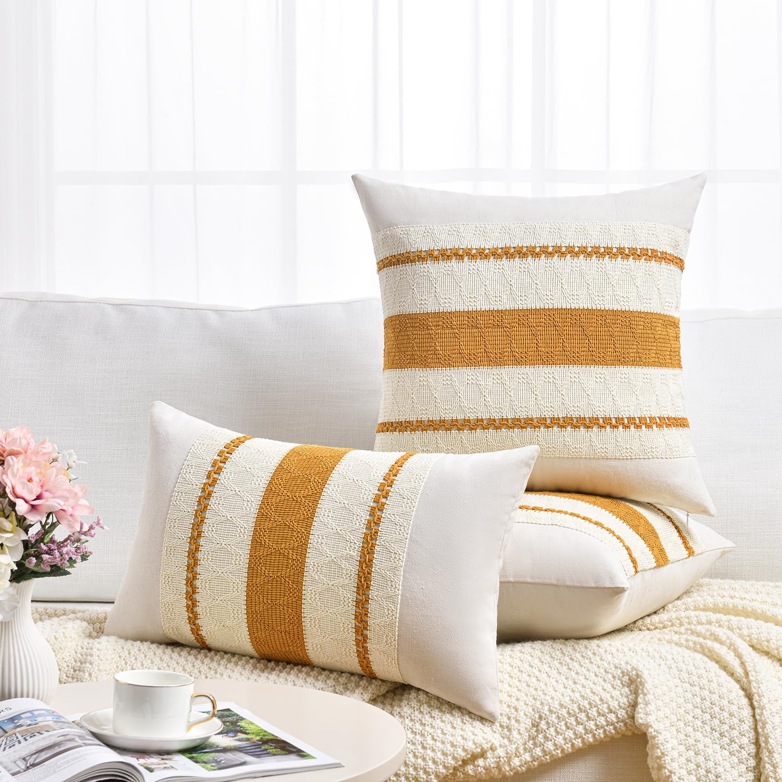 YCLife Decorative Throw Pillows for Couch 18x18 inch Sage Boho Lumbar ...