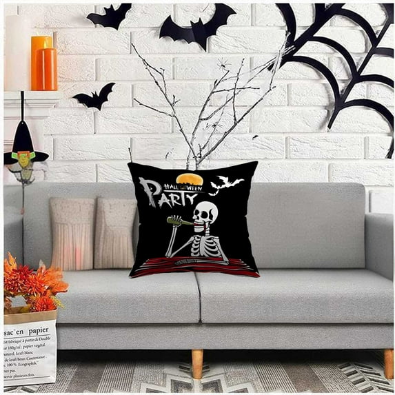 YCLife Halloween Pillow Covers 18x18 Skull Decorative Pillow Cases for Couch, Halloween Decorations Throw Pillow Cases for Indoor Outdoor, pillow covers under $ 5, 1 Pack