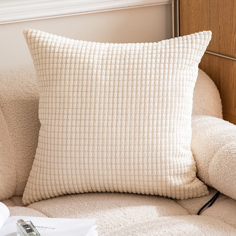 YCLife Soft Plush Striped Corduroy Throw Pillow 22" x 22" Rustic ...