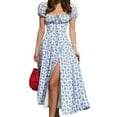 thumbnail image 1 of YCNYCCHY Women Sweet Dresses Summer Clothes 2023 Flutter Short Sleeve Square Neck Floral Elastic Waist Dress Evening Party Streetwear, 1 of 6