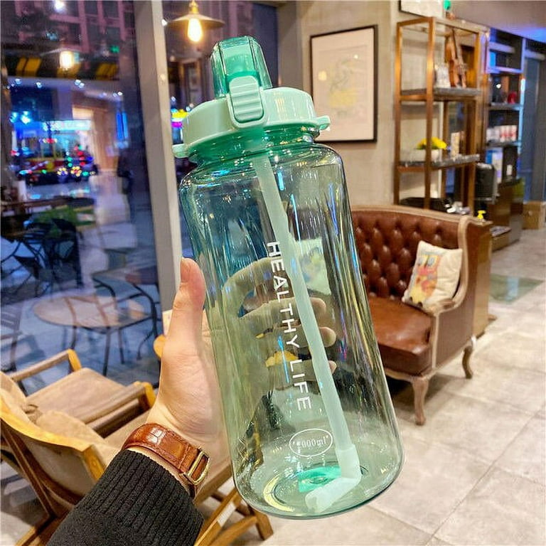 2L Water Bottle with Straw Handle Portable Plastic Water Bottle Travel  Bottles Fitness Cup - China Plastic Bottle and Water Bottle with Straw  price