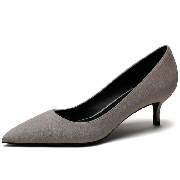 YCNYCHCHY 2020 New Kid Suede Leather Med Heels Pointed Toe Women Pumps Concise Luxury Elegant Office Lady Wedding Spring Shoes