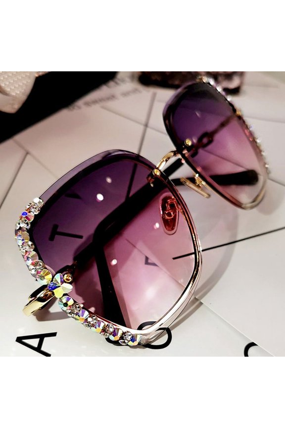 2021 New Sunglasses For Women: UV Protection Sun Protection Round Face Slimming Net Red Rhinestone